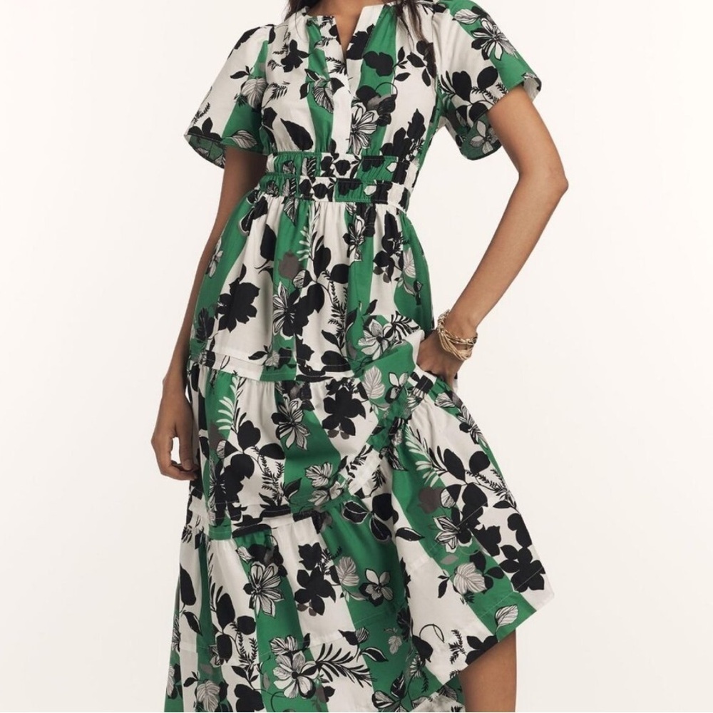 NWT! Anthropologie Green Floral The Somerset Maxi Dress - Size XL 🏈 - Picture 4 of 10